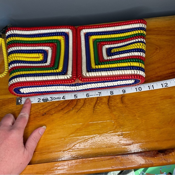 Vintage 1940s Midcentury Rainbow Telephone Cord Clutch Handbag Purse Bag - Picture 7 of 11